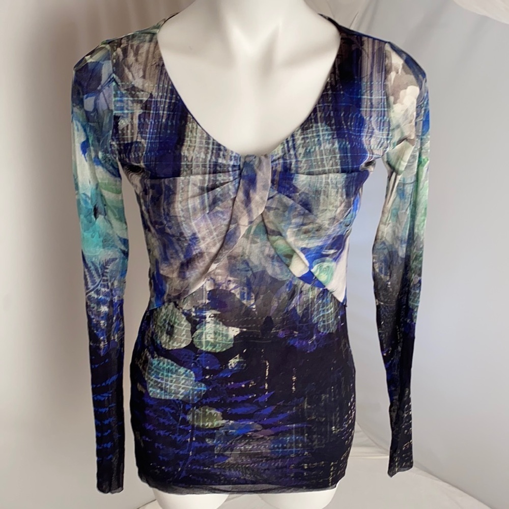 Fuzzi Jean Paul Gaultier Polinesia multicolor floral stretch long sleeve top